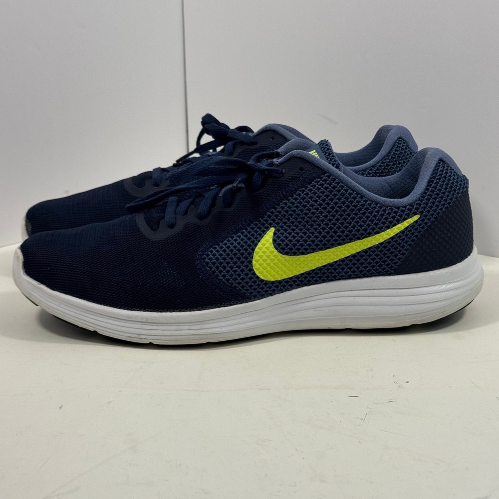 Nike Revolution 3 Men's Running Shoes Navy Volt Mesh Size US 13 - Picture 2 of 10